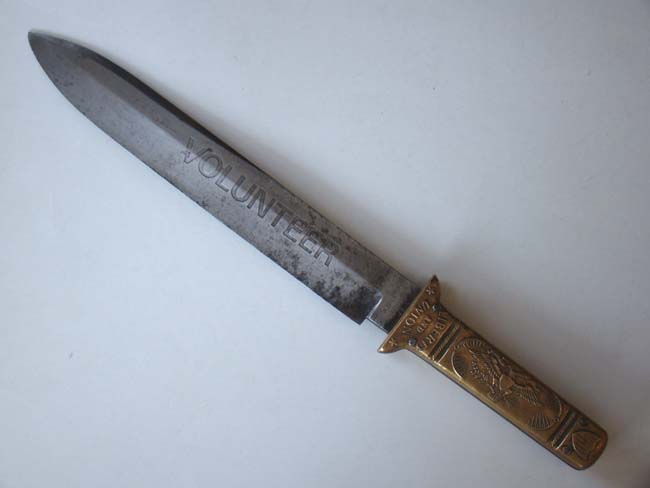 A RARE Civil War period BOWIE Knife by George Wostenholm, Sheffield, with FABULOUS brass handle circa 1861